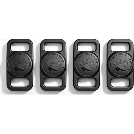 Wasserdichte Hundehalsbänder für Apple AirTag (erste und zweite Generation), 4er-Pack, Silikon, schwarz. (1/5)