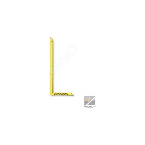 Équerre de charpentier en acier laqué jaune 1000 mm – Épaisseur 2 mm – Repères de traçage 5 mm – Section 36 x 1,7 mm – Wilmart