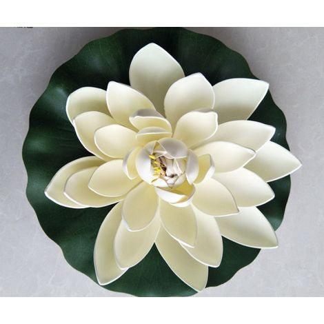 Fleur de lotus artificielle avec nénuphar, réaliste, idéale pour la décoration de votre jardin ou piscine.