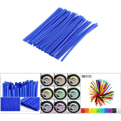 36 pièces Protège-rayons Motocross Bleu, Enveloppes de Jante pour Moto Tout-terrain, Kit de Protection (1/5)