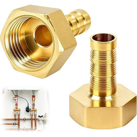 2 Pièces Raccords Laiton Cannelés, Tuyau 10mm x 1/2 PT Femelle (1/5)