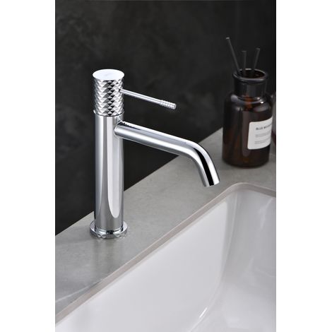 Rubinetto del lavabo monocomando  Modello GENOVA  Colore Grigio con finiture cromate [IMEX®]