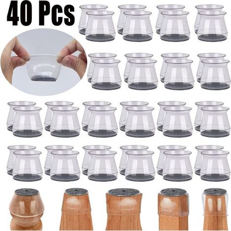 40 protectores de fieltro para mesas y sillas - Protectores de silla de TPE - Resistentes a los arañazos, antideslizantes - Aptos para suelos (1/5)