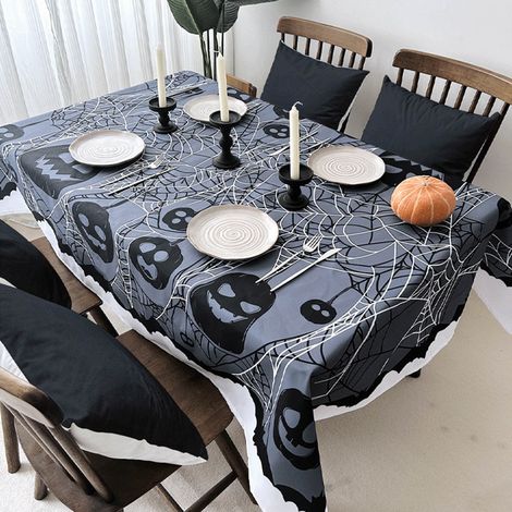 Nappe De Table Halloween - Motif Toile Araignée Citrouille - Pour Décoration De Fête Thème Horreur - 100 x 73 cm - 1 Pièce (1/5)