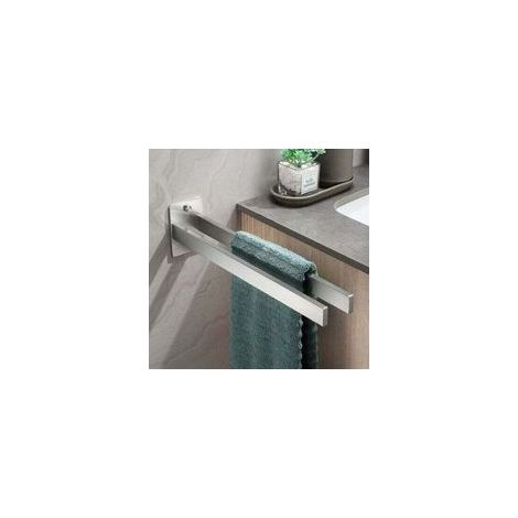 Portasciugamani doppio per il bagno, a parete, in acciaio inox spazzolato, colore argento - Crezuo (1/4)