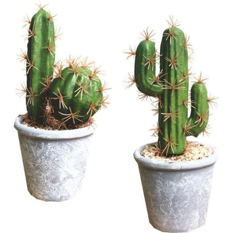 Plantes Succulentes Artificielles Faux Cactus-Decorative Faux Plantes Succulentes En Pot Faux Cactus Cactus Avec Pierre Et Sable, Faux Cactus Artificiels Pour Salle De Bains/Décoration Maison D