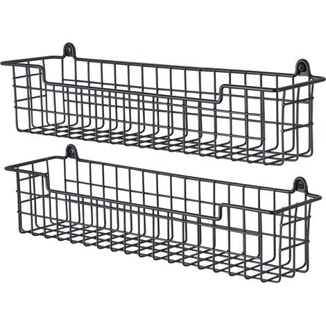 Étagère à épices - Support de rangement pour porte d'armoire - Fixation murale - Noir - Lot de 2 (1/5)