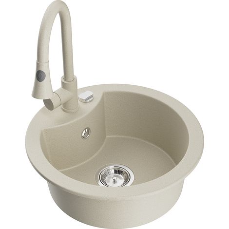 Mexen Diego lavello in granito a 1 vasca con miscelatore da cucina Elia, beige - 6512-69-670101-69 (1/5)