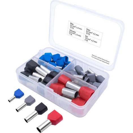 TRU COMPONENTS T1903C026 Aderendhülsen-Sortiment 2.5 mm², 4 mm², 6 mm², 10 mm² Teilisoliert Blau, Gr