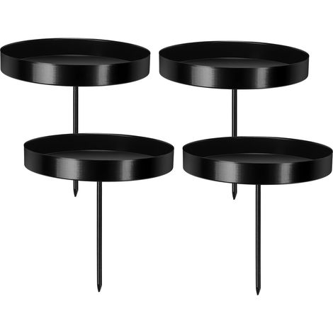 Porte-bougies pour couronne de l'Avent, 8 cm – Lot de 4 supports à bougies noirs en métal, pour couronne de l'Avent, plaque décorative pour bougies – Décoration de Noël et de table (1/5)