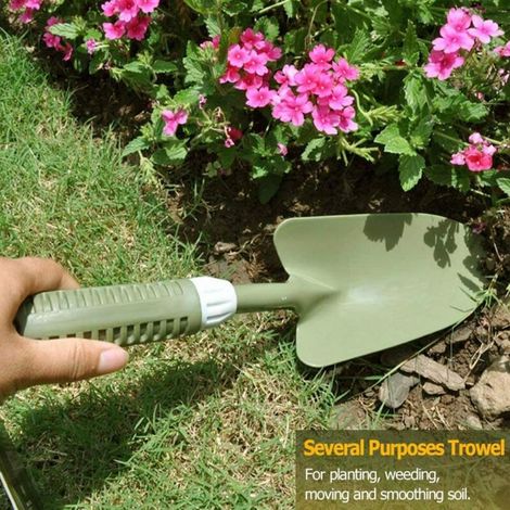 Truelle de jardin en acier au carbone résistante à la courbure 13,5 L x 3,5 W Poignée en PVC souple ergonomique et résistante à la rouille Petite pelle pour la plantation, le repiquage, le désherbage (1/4)