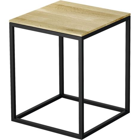 Tabouret Bette Q020, 35x35cm, plateau en bois véritable chêne