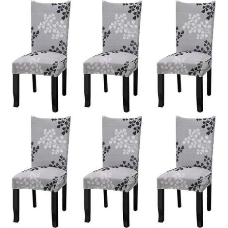 Housses de chaise extensibles universelles lot de 6 housses de chaise pour chaise salle à manger feuilles d'automne (1/4)