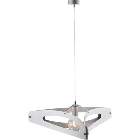 Sospensione con diffusore taglio laser in ferro laccato bianco e rifiniture cromo lucido con decorazione argento antico e cavo elettrico regolabile 1 luce (1/2)