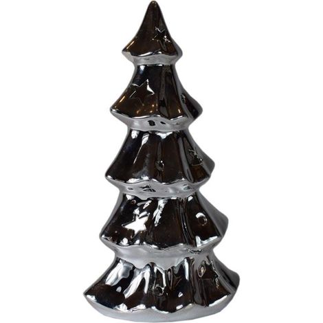 Lanterna in ceramica argentata a forma di albero di Natale per candela tealight (1/3)