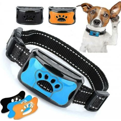 Wiederaufladbares Anti-Bell-Halsband für Hunde, Trainingshalsband für kleine, mittelgroße und große Hunde mit 2 Vibrations- und Tonmodi und 7 Empfindlichkeitsstufen, Blau (1/5)