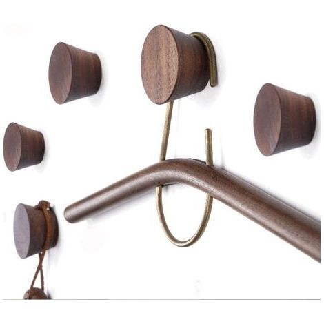 Patère en bois, porte-manteau rond, noyer noir conique 53.5cm, 5 PCS (1/5)