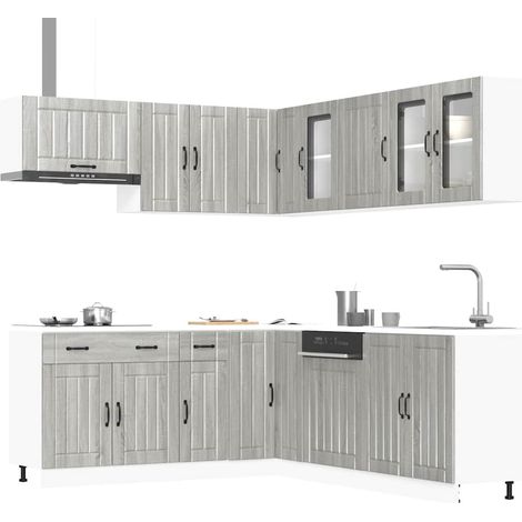 11-tlg. Küchenschrank-Set Lucca Grau Sonoma Holzwerkstoff