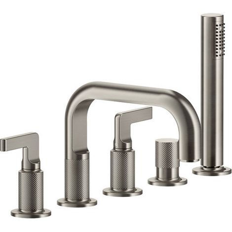 Gessi Inciso- Mezclador de borde de bañera de 5 agujeros con 2