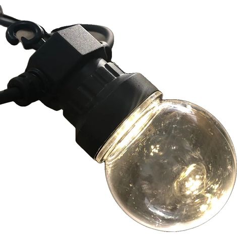 Bombilla LED tipo globo, resistente al agua, conectable, luz blanca cálida, enchufe europeo, 20 m, 40 bombillas (1/2)