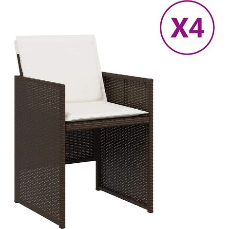 Lot de 4 Chaises d'extérieur - Chaises de jardin avec coussins marron résine tressée fr2319 - Maison La Vie (1/5)