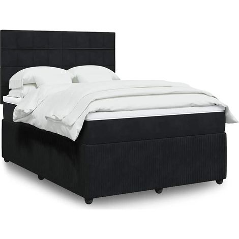 Boxspringbett mit Matratze Schwarz 140x190 cm Samt
