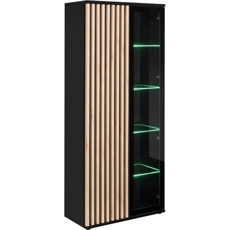 Hohe Design-Vitrine Kollektion DEAN – 2 Türen mit integrierter LED-Beleuchtung