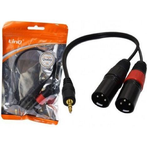 Linq - Cavo Adattatore Audio Da 2 Xlr Maschio A Jack Aux 3,5mm Maschio Microfono Kl-9224 -