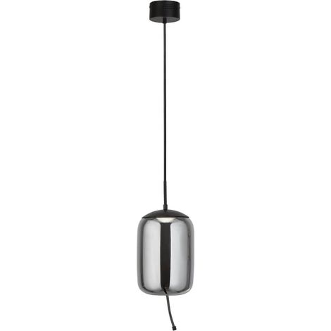 Searchlight Lisbon Suspension à 1 lumière DEL, noir et verre fumé 2700K (1/3)