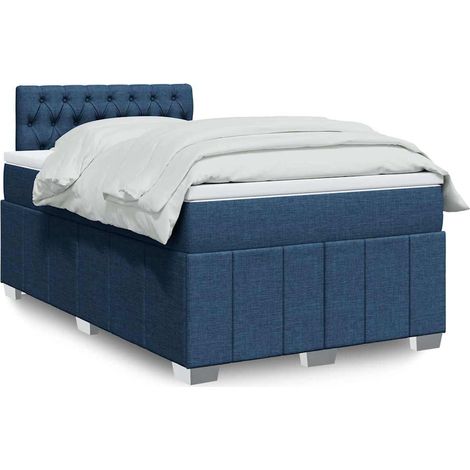 Boxspringbett mit Matratze Blau 120x200 cm Stoff