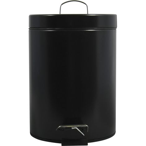Papelera con pedal de acero inoxidable 5L negro MSV (1/5)