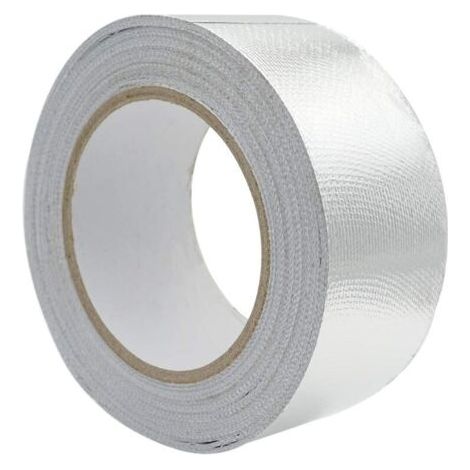 Ruban adhésif aluminium Bande d'étanchéité 48mm par 10m renforcé avec un tissu en maille de verre pour ventilations, Résistance à la température -30120°C, Argent (1/4)