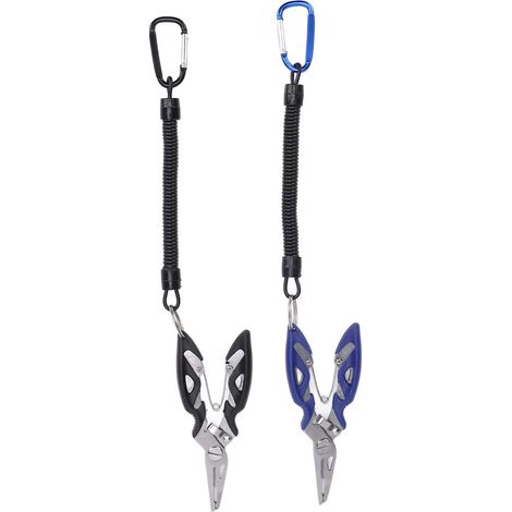 Pince de pêche multifonctionnelle en acier inoxydable, 2 pièces, dégorgeoir, coupe-ligne, ouvre-boucle, ciseaux à tresse, équipement pour hommes. (1/5)