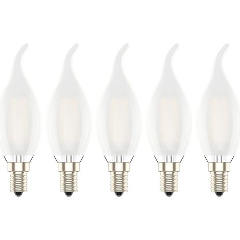 Dimmable 4W Ampoule LED E14 à Filament,Ampoules Flamme,30W Ampoules à incandescence équivalent, 2700K Blanc Chaud et 400LM, Verre Mat,Angle de Faisceau 360°,Lot de 5 (1/5)
