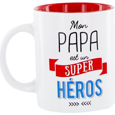 Mug 30 cl en céramique blanc avec message "papa est un super héros" (1/2)