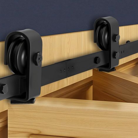 Kit Quincaillerie de Porte Grange Coulissante Pliante, 914,4 mm, Rail Simple Robuste, Montage par Haut, Coulissement Fluide, pour 2 Portes 40,64 cm de Placard, Buanderie, Portes Non Incluses (1/5)