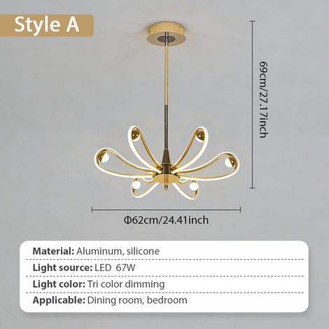 Goldene LED Lotus-Hängeleuchte Ø 62 cm, Design-Pendelleuchte mit 3 Farbtemperaturen, Dimmbar, Moderne Deckenlampe