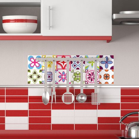 Adhésifs Carrelages Autocollant Azuréen Carreaux de Ciment Carrelage Sticker Mural Salle de Bain et Cuisine  9 Pièces de 15 x 15 cm (1/4)