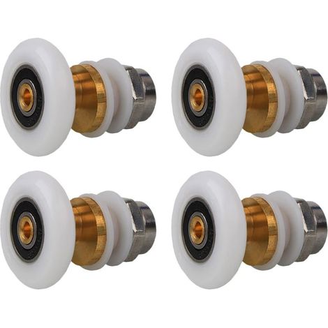 Roulettes Porte de Douche 23mm, Roulette Porte Coulissante Douche en Laiton 4 Pièces pour Rouleau pour Remplacement de Douche Coulissante Verre Porte Coureurs Rouleaux (23MM) (1/5)