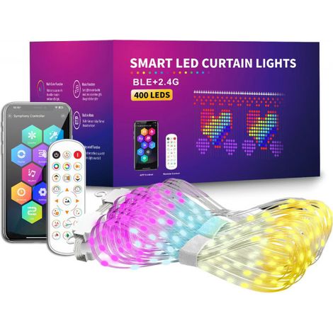 Haiaveng Rideau lumineux LED intelligent RGBIC (2 x 2 m) – Couleurs personnalisables et changeantes pour les fêtes (1/5)