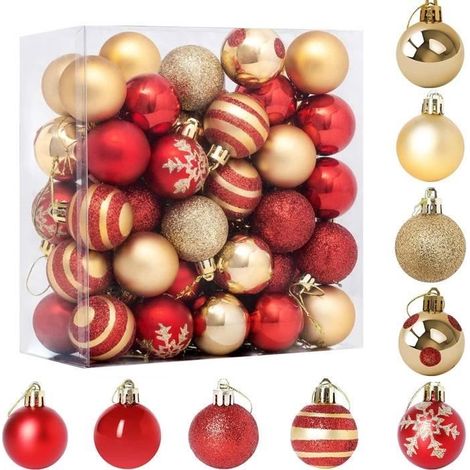 Boules de Noël - MARSEE - Lot de 50 - Plastique - 4 cm - Décorations incassables (1/4)