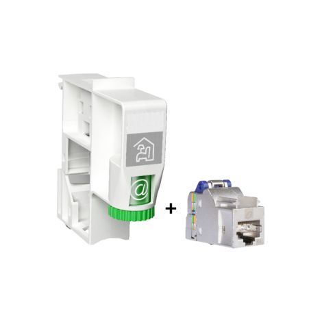 Schneider - Kit LexCom Home 1 x Connecteur Fix RJ45  + 1 x RJ45 S-One Cat 6A Blindu00e9e STP - Ru00e9f. : VDIR380005 + VDIB1772XB96 (1/3)