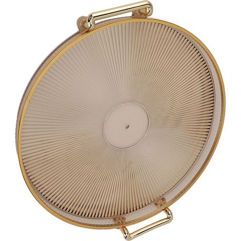 1 plateau de service rond avec poignée dorée, design élégant en PS, hauteur 3,5 cm, pour présentation et stockage fruits/desserts