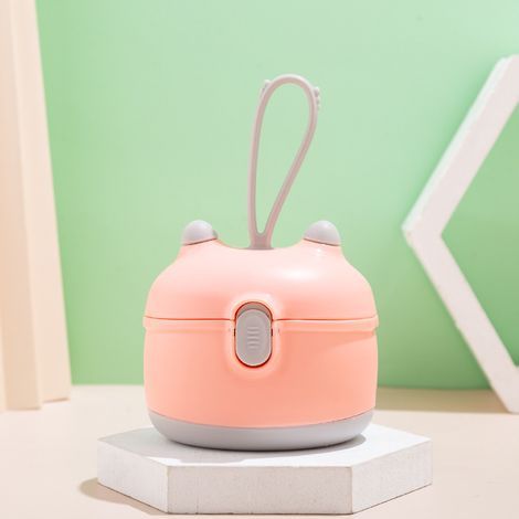 Caja dosificadora de leche en polvo, dispensador de leche en polvo para bebés, caja para almacenar leche, caja para guardar aperitivos al aire libre con espátula y cuchara (rosa pequeña) (1/5)