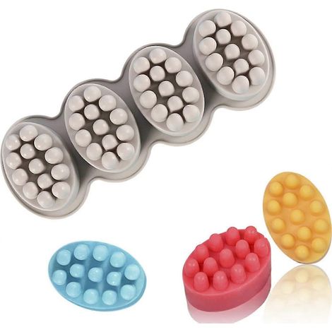 Moule à savon ovale en silicone, 4 pièces, facile à nettoyer, pour faire soi-même (couleur aléatoire). (1/5)