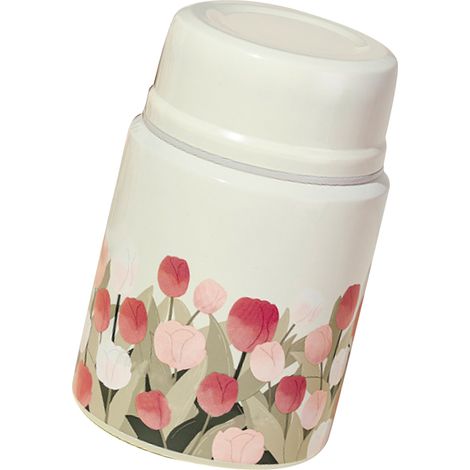 Boîte isotherme à motif floral, 450 ml, en acier inoxydable, beige, idéale pour l'école. (1/5)