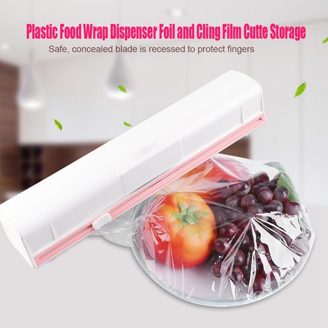 Rangement de cuisine avec distributeur de film alimentaire et coupe-papier aluminium, lot de rouleaux pour coupe-film et feuille adhésive.