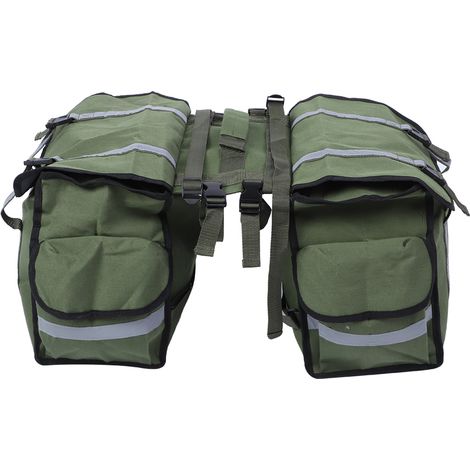 Wasserdichte, gewachste Canvas-Satteltasche für Fahrräder mit Reflektorstreifen und Gepäckträger hinten. (1/5)