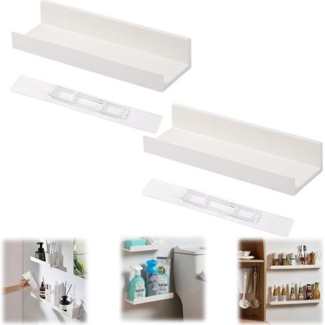 Étagère murale à 2 niveaux étagère de salle de bain étagère pour produits de toilette étagère de cuisine (278,55 cm blanc) (1/4)