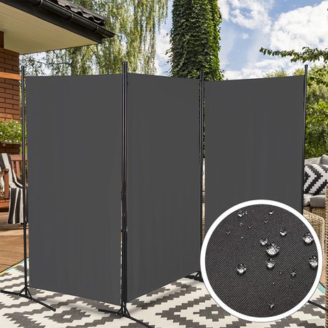 Paravent Spanische Wand Zimmer Trennwand Outdoor 3 fach Raumteiler Raumtrenner Anthrazit (1/4)